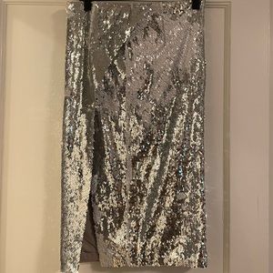 Lovers + Friends sequin pencil skirt with high slit.